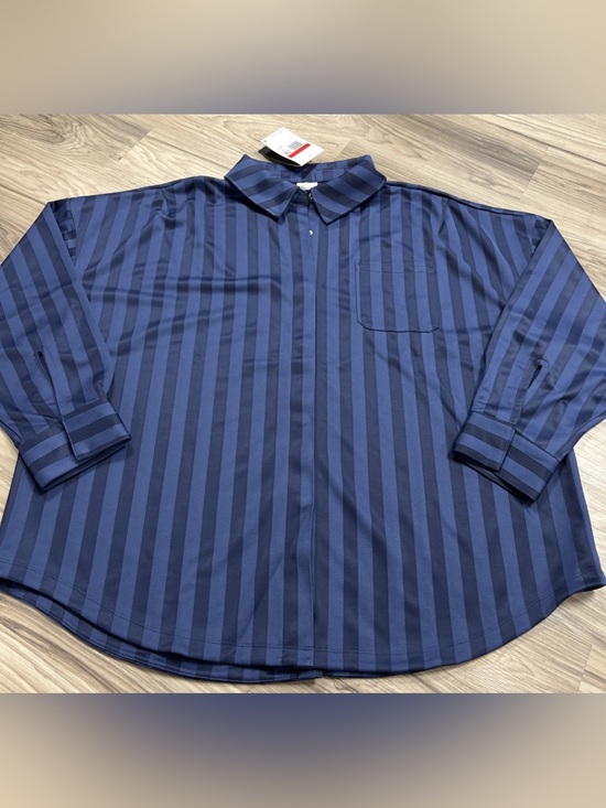 Nike Tops - Nike Women’s Oversized Jacquard Striped Button-Down Shirt Large Blue HV1956-410